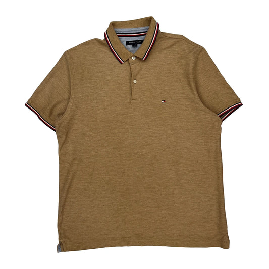 Tommy Hilfiger Polo Shirt - Large Brown Cotton