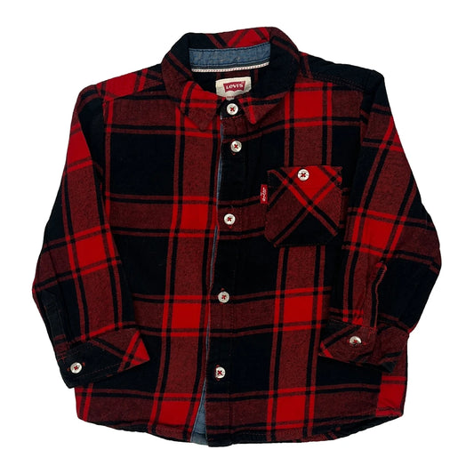Age 18 Months Levis Checked Flannel Shirt - 3XS Red Cotton
