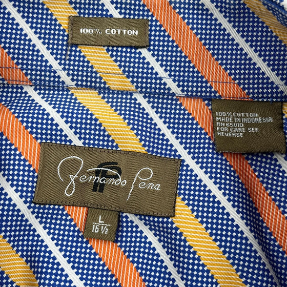 Fernando Pena Striped Short Sleeve Shirt - Large Multicoloured Cotton