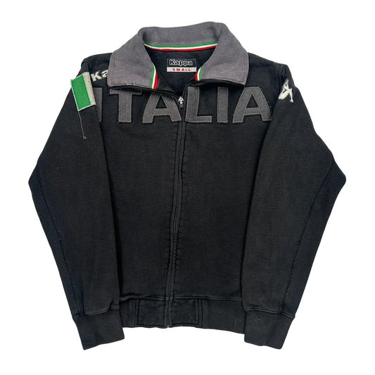 Italy Kappa Spellout Track Jacket - Small Black Cotton