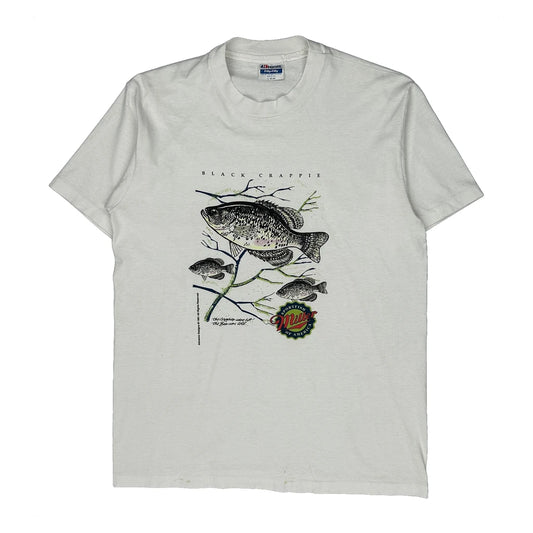Black Crappie Fish Graphic Hanes Graphic T-Shirt - Large White Cotton Blend