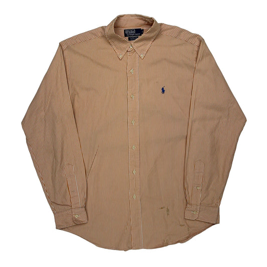 Polo By Ralph Lauren Striped Shirt - Large Orange Cotton