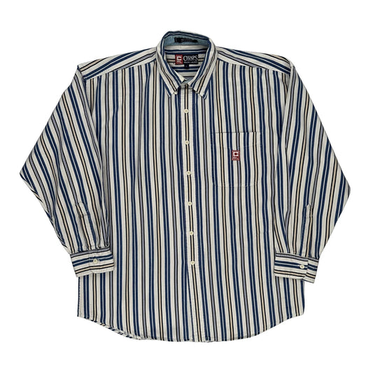 Chaps Ralph Lauren Striped Shirt - Large Blue Cotton