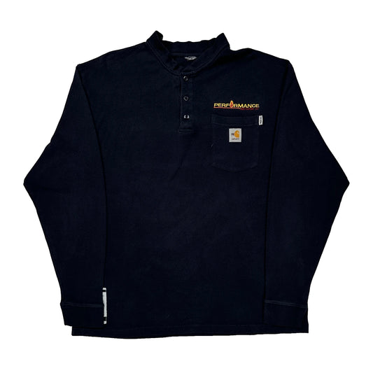 Performance Carhartt Long Sleeve T-Shirt - Large Black Cotton Blend
