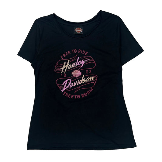 Vintage Harley Davidson Graphic T-Shirt - XS Black Cotton