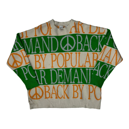 Vintage Back By Popular Demand Quiksilver Graphic Jumper - Large Cream Knitted