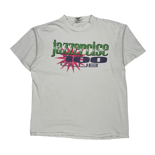 Jazzercise 100 Club Oneita Single Stitch T-Shirt - XL White Cotton