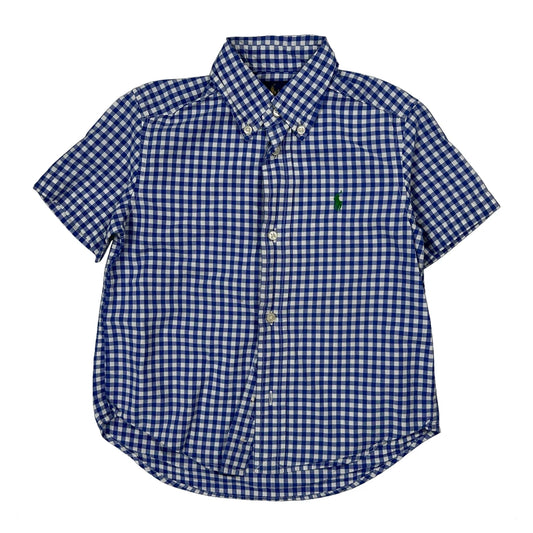 Age 3 Ralph Lauren Checked Short Sleeve Shirt - XS Blue Cotton