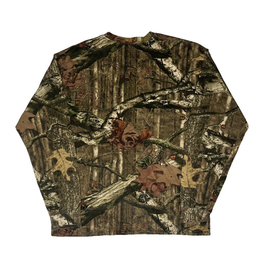 Mossy Oak Camo Long Sleeve T-Shirt - Large Camo Cotton