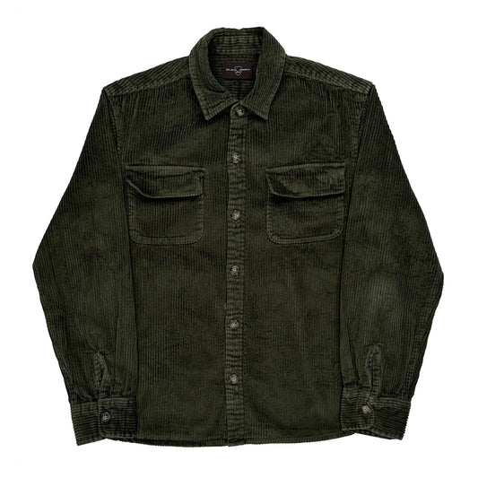 Black Brown Cord Shirt - Medium Green Corduroy