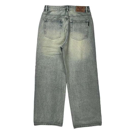Unbranded Wide Leg Jeans - 32W 29L Acid Wash Denim