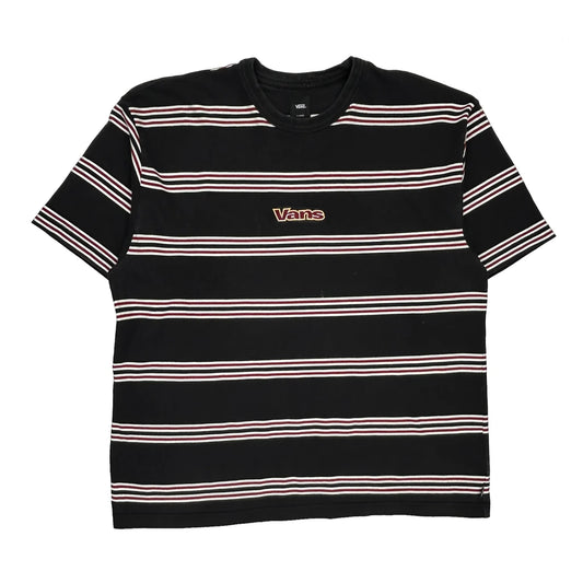 Vans Striped T-Shirt - XL Black Cotton