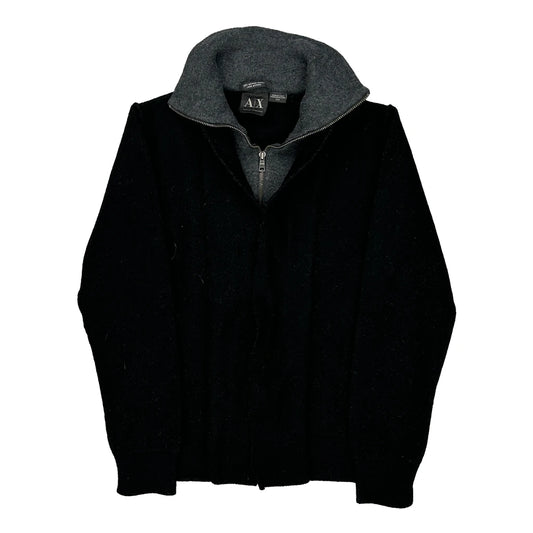 Armani Exchange Zip Up - Medium Black Merino Wool