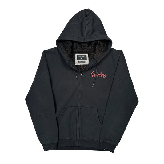 Sherpa Lined Quiksilver Hoodie - Medium Black Cotton