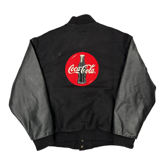 Enjoy Coca-Cola Graphic Varsity Jacket - XL Black Wool Blend