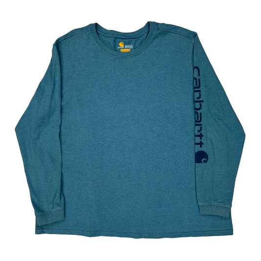 Carhartt Long Sleeve T-Shirt - 2XL Blue Cotton