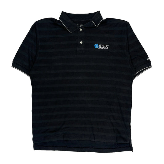 Idex Logo Nike Golf Striped Polo Shirt - Large Black Cotton