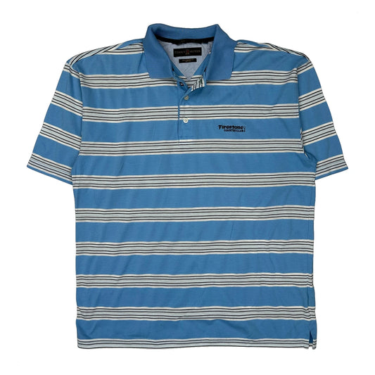 Firestone Country Club Embroidery Tommy Hilfiger Striped Polo Shirt - Large Blue Cotton
