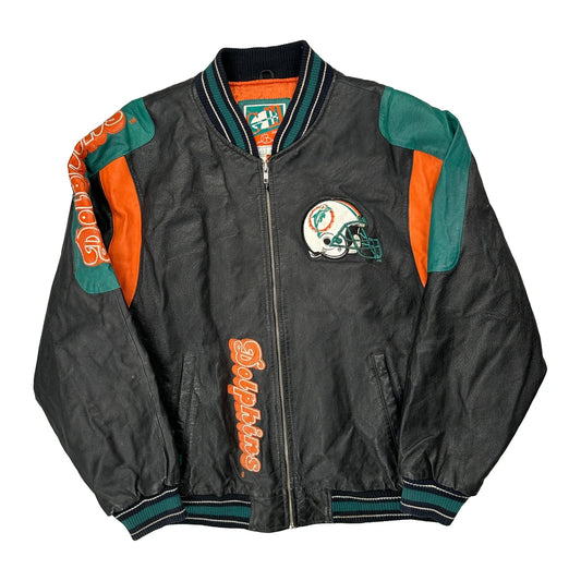Miami Dolphins Gii Graphic Bomber Jacket - Large Black Leather