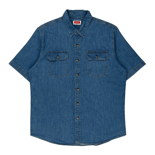 Wrangler Denim Shirt - Large Blue Cotton