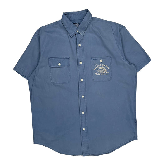 Ralph'S Marina Polo By Ralph Lauren Graphic Short Sleeve Shirt - Large Blue Cotton