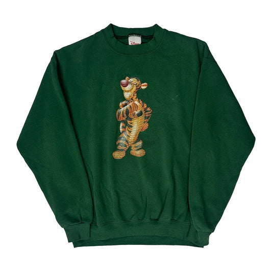 Tigger Graphic Disney Cartoon Sweatshirt - Medium Green Cotton