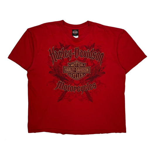 Motorcycles Harley Davidson Graphic T-Shirt - 2XL Red Cotton