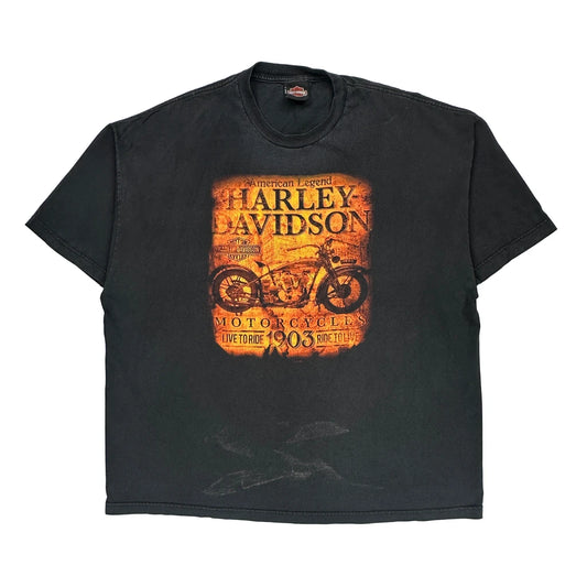 Daytona Beach Harley Davidson Graphic T-Shirt - 3XL Black Cotton