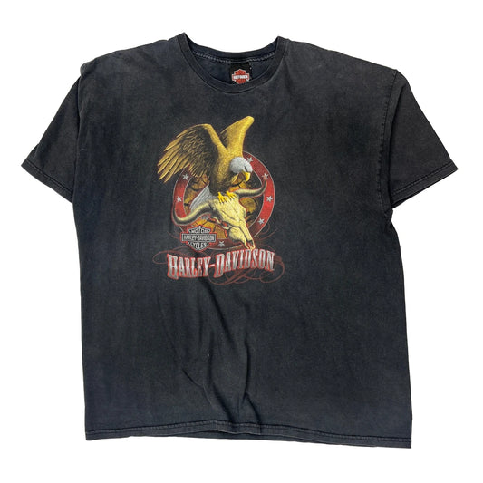 Harley Davidson Graphic T-Shirt - 2XL Black Cotton