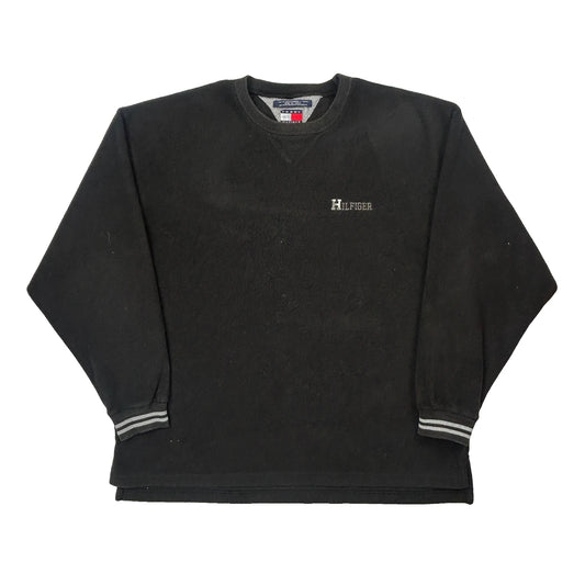 90S Tommy Hilfiger Sweatshirt Fleece - XL Black Polyester