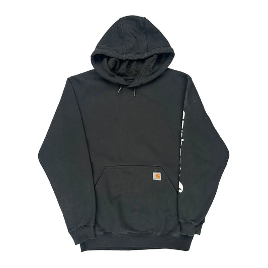 Carhartt Spellout Hoodie - Medium Black Cotton Blend