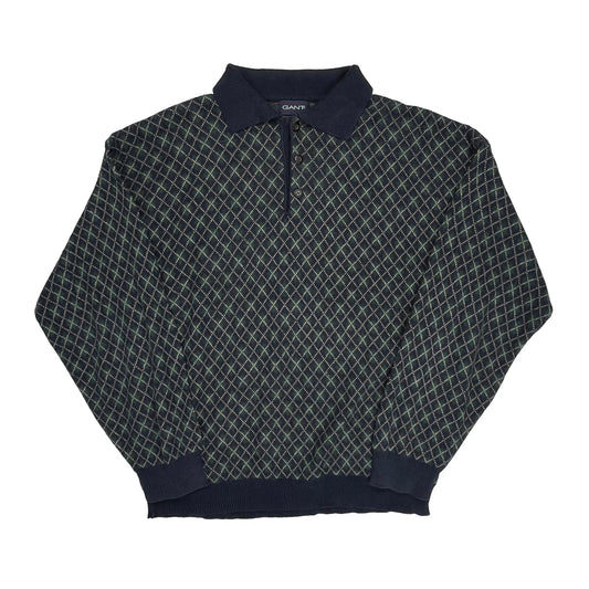 Gant Argyle Jumper - Small Navy Cotton