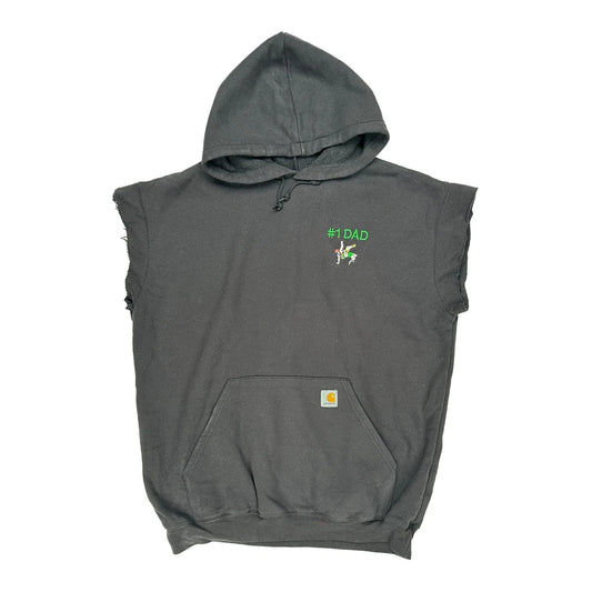 1 Dad Carhartt Graphic Cut Off Hoodie - Large Black Cotton Blend