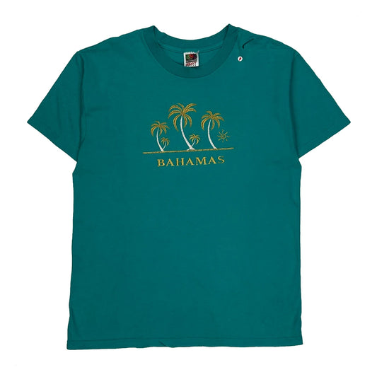 Bahamas Fruit Of The Loom Single Stitch T-Shirt - Small Green Cotton