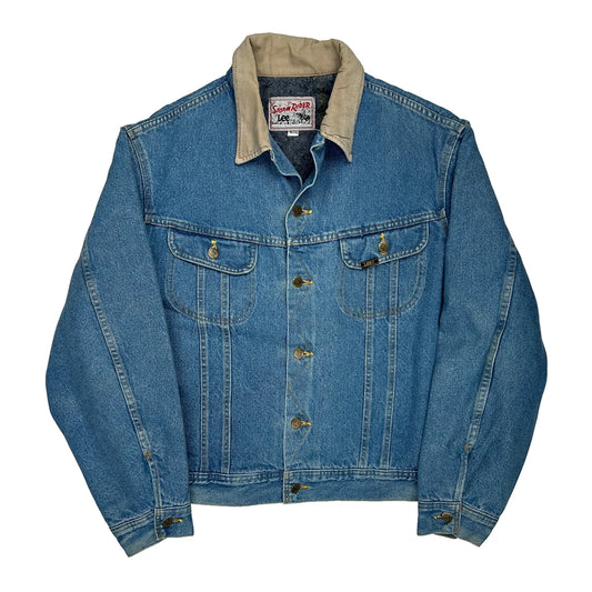 70S Storm Rider Lee Collared Denim Jacket - Large Blue Denim