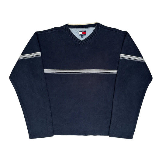 Tommy Hilfiger Striped Jumper - XL Navy Knitted