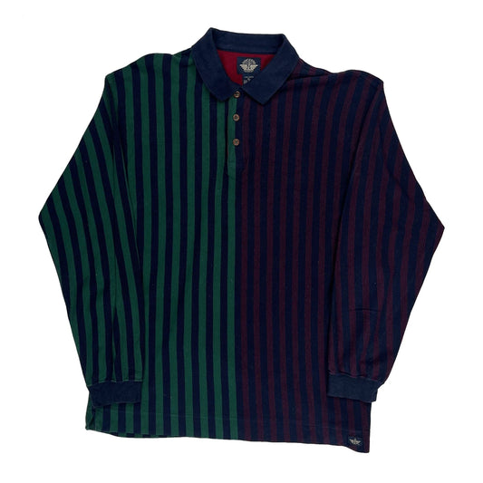 Dockers Striped Long Sleeve Polo Shirt - XL Multicoloured Cotton