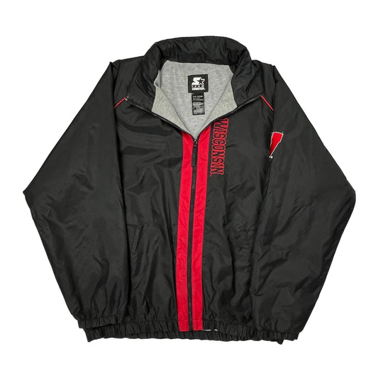 Vintage Wisconsin Starter Spellout Windbreaker - XL Black Nylon