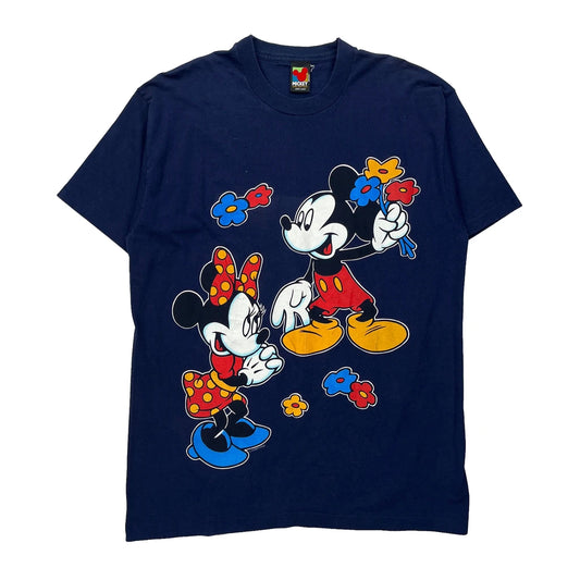 Mickey & Minnie Mouse Disney Cartoon T-Shirt - Large Navy Cotton