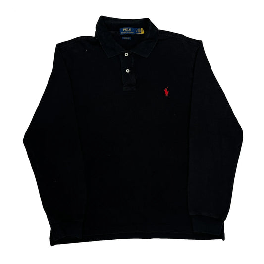 Polo By Ralph Lauren Long Sleeve Polo Shirt - Large Black Cotton
