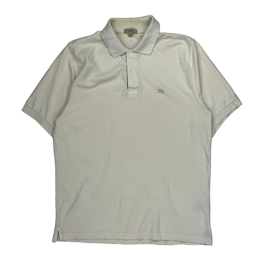 Burberry London Polo Shirt - Medium Cream Cotton