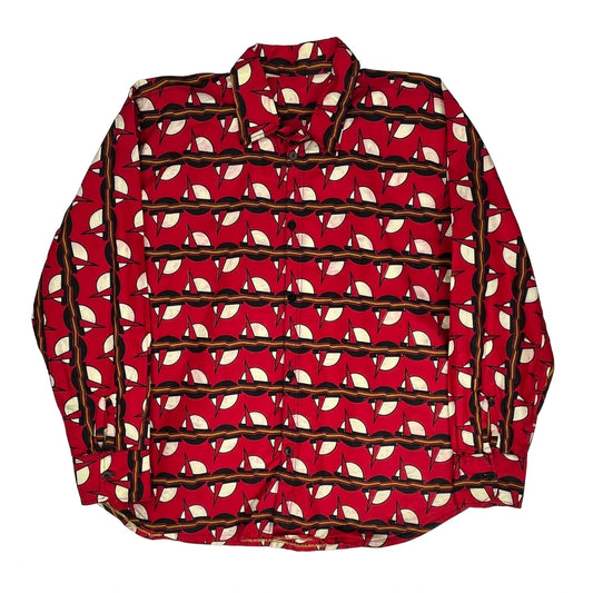 Vintage Unbranded Patterned Shirt - XL Red Cotton