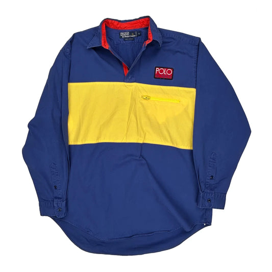 Polo By Ralph Lauren Striped Overshirt - Large Blue Cotton