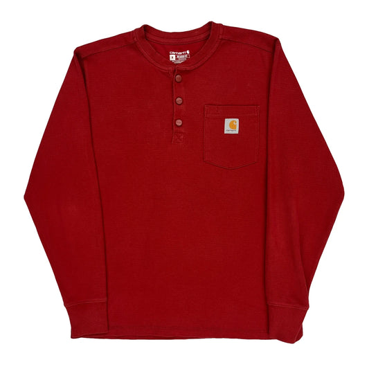 Carhartt Long Sleeve T-Shirt - Medium Red Cotton