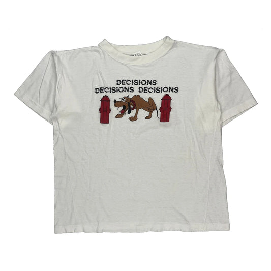 Dog Indecisive Between Fire Hydrants Unbranded Cartoon T-Shirt - XL White Cotton