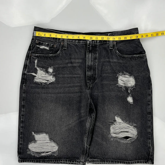569 Levis Denim Shorts - 36W 11L Black Cotton