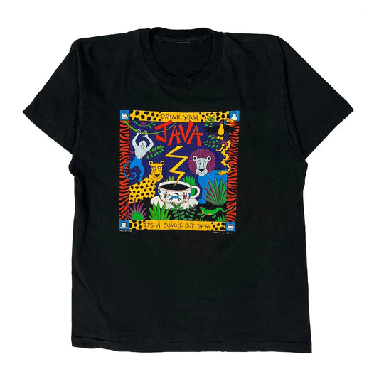 Drink Your Java Unbranded Graphic T-Shirt - Large Black Cotton
