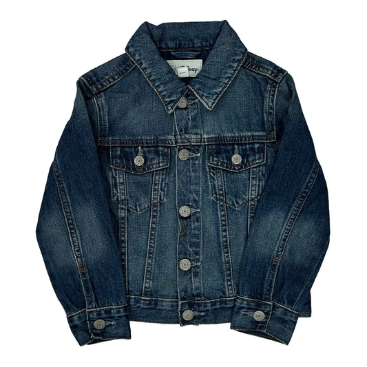 Age 4 Mickey Mouse Disney Cartoon Denim Jacket - 2XS Dark Wash Denim