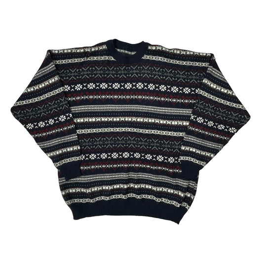 Fair Isle Pattern Unbranded Jumper - Large Navy Wool Blend
