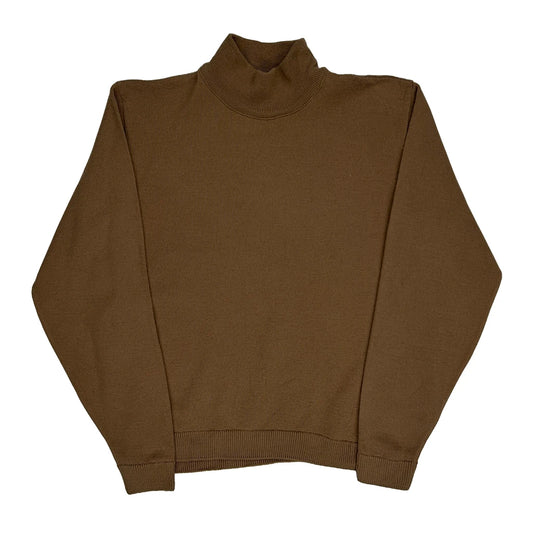 Vintage 90S Made In USA Pendleton 100% Virgin Wool Roll Neck Jumper - Small Brown Virgin Wool